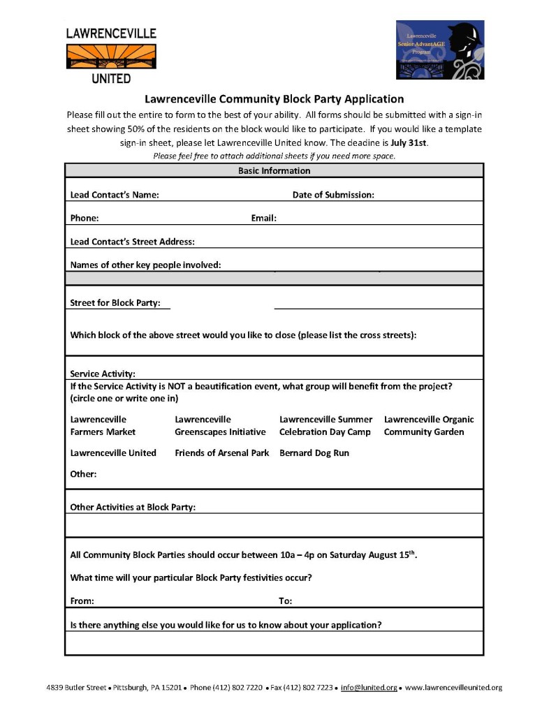 Block Party Application 2015